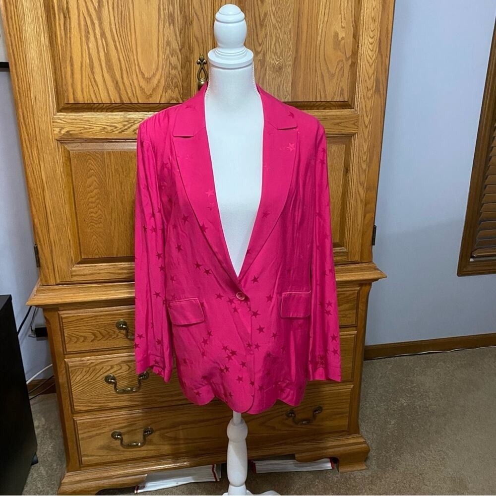 Equipment X Tibitha Simmons Pink Star Print Blazer Jacket Womens Size 6